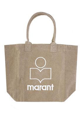 Borsa con logo ricamato in cotone ISABEL MARANT | PM0001FAA1X19M90BE